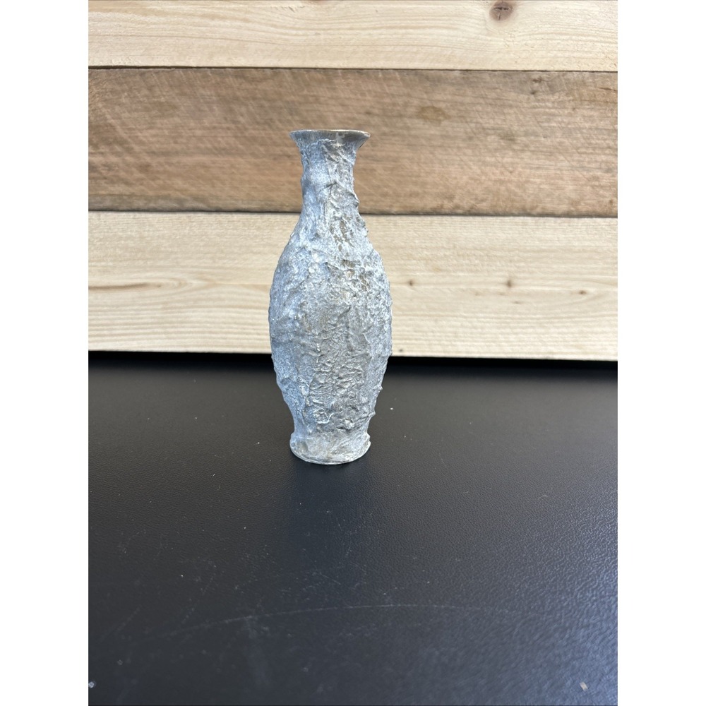 Moody Mini Painted Ceramic Vase Gothic Grunge Gray Primitive Rustic 6 In